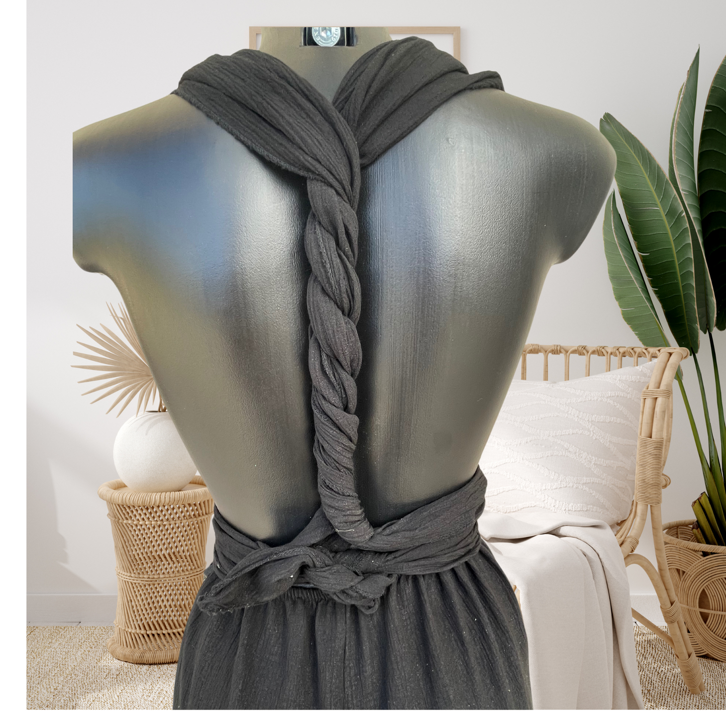 Dark Gray Combinaison multiposition jambes larges Dos Nu Noir