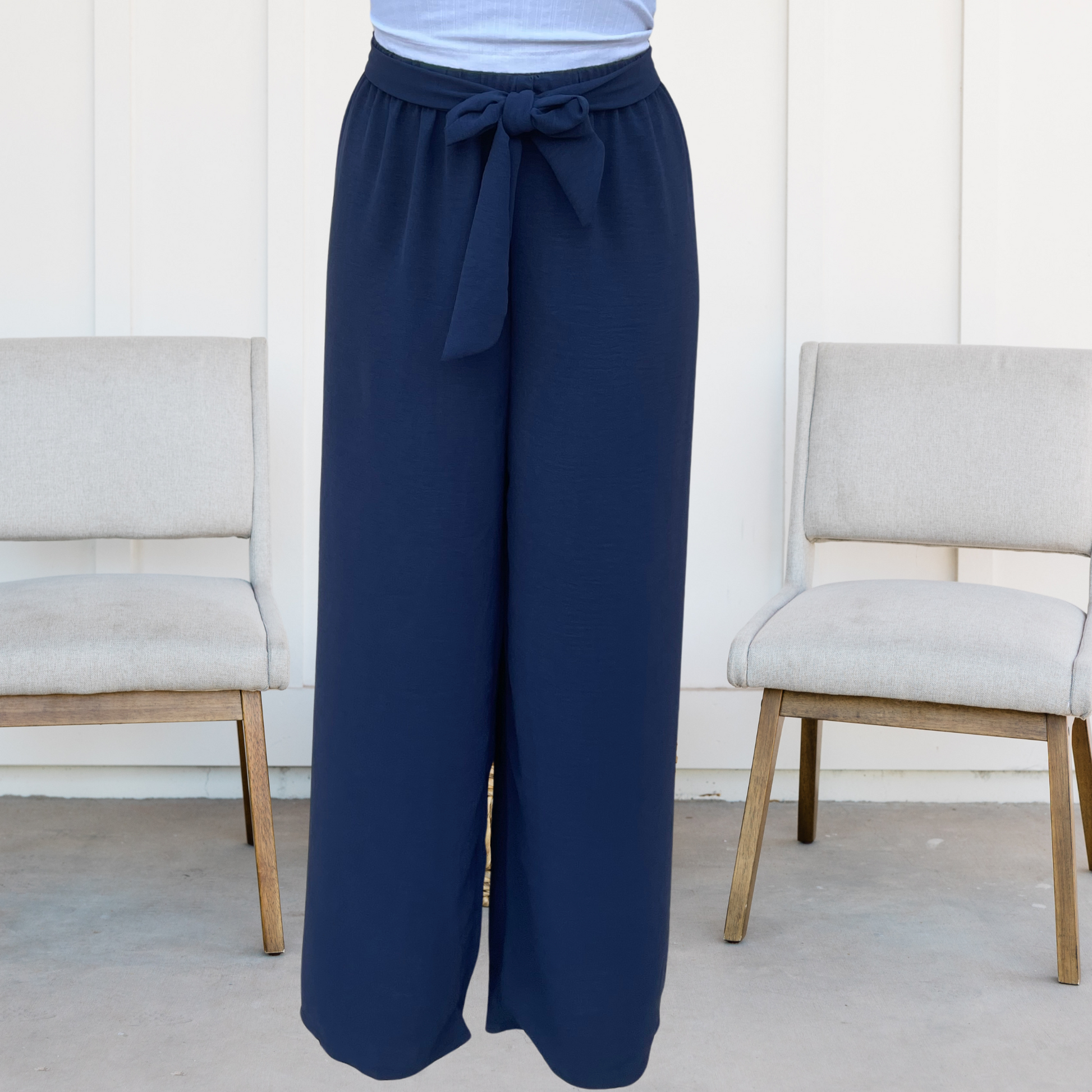 Light Gray Pantalon fluide Bleu Marine