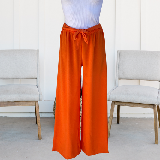 Light Gray Pantalon fluide Orange