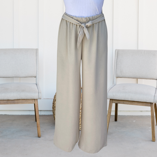 Light Gray Pantalon fluide Beige