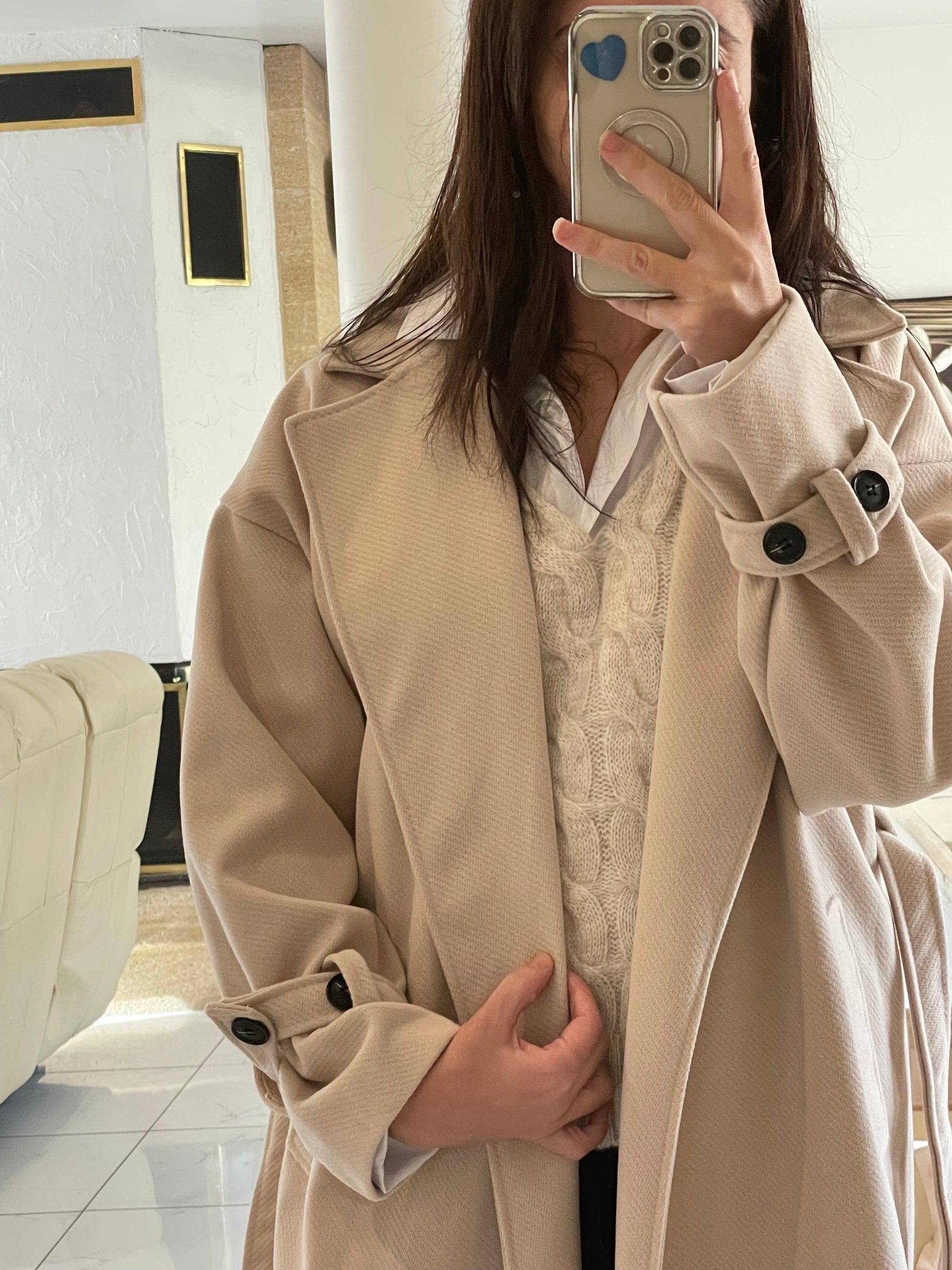 Rosy Brown Manteau Trench doublure beige