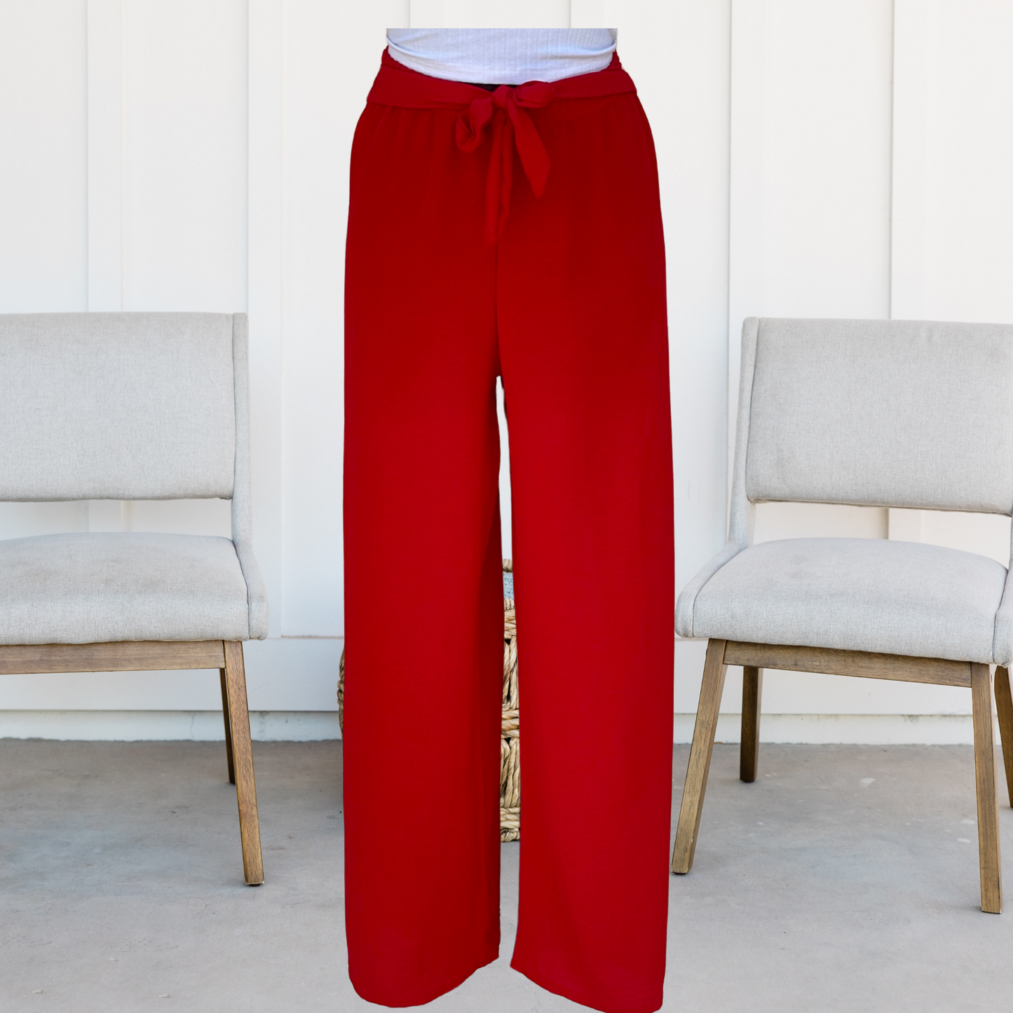 Light Gray Pantalon fluide Rouge