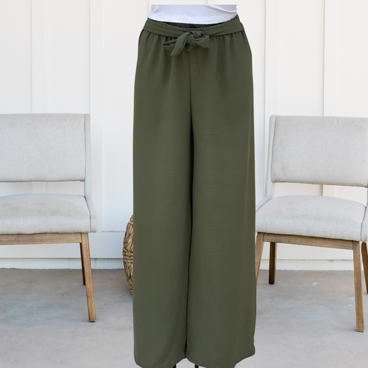 Light Gray Pantalon fluide Vert Kaki