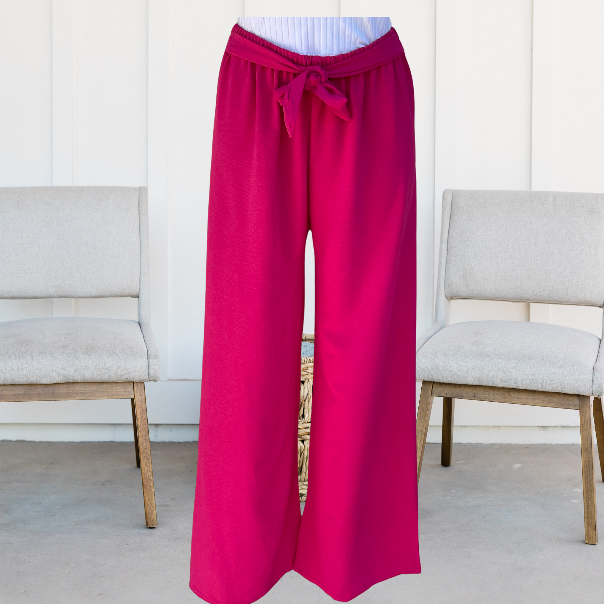 Light Gray Pantalon fluide Rose Fushia