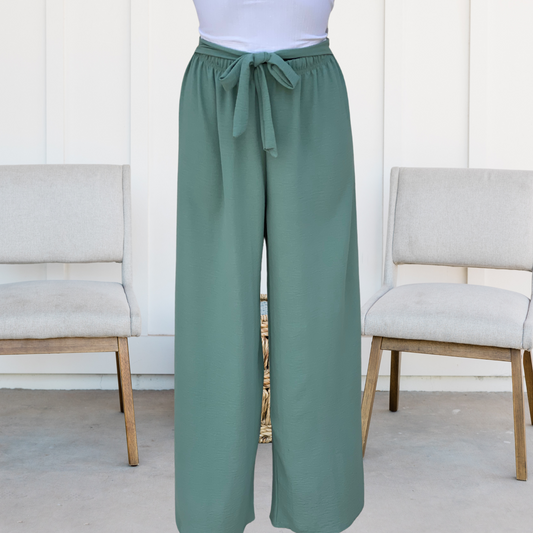 Light Gray Pantalon fluide Vert eau