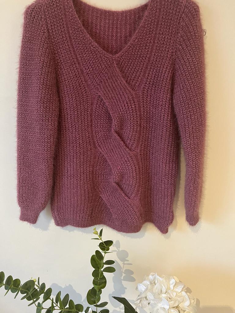 Sienna Pull maille avec Mohair torsade Violet