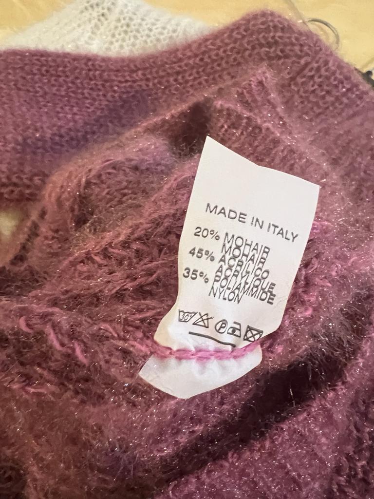 Dim Gray Pull maille avec Mohair torsade Violet