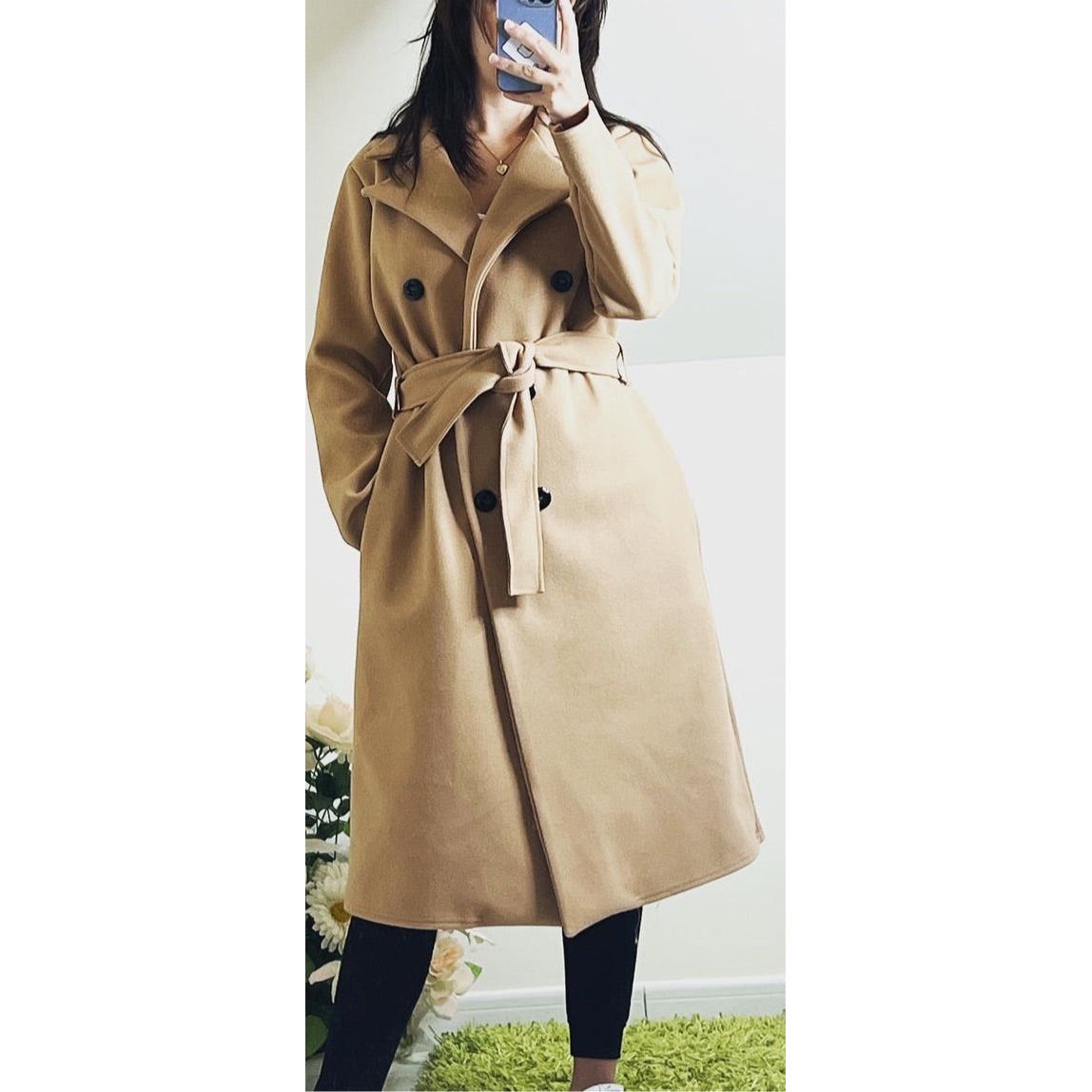 Light Gray Trench Manteau élégant Camel