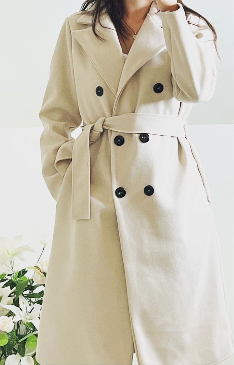 Light Gray Trench Manteau Élégant Beige